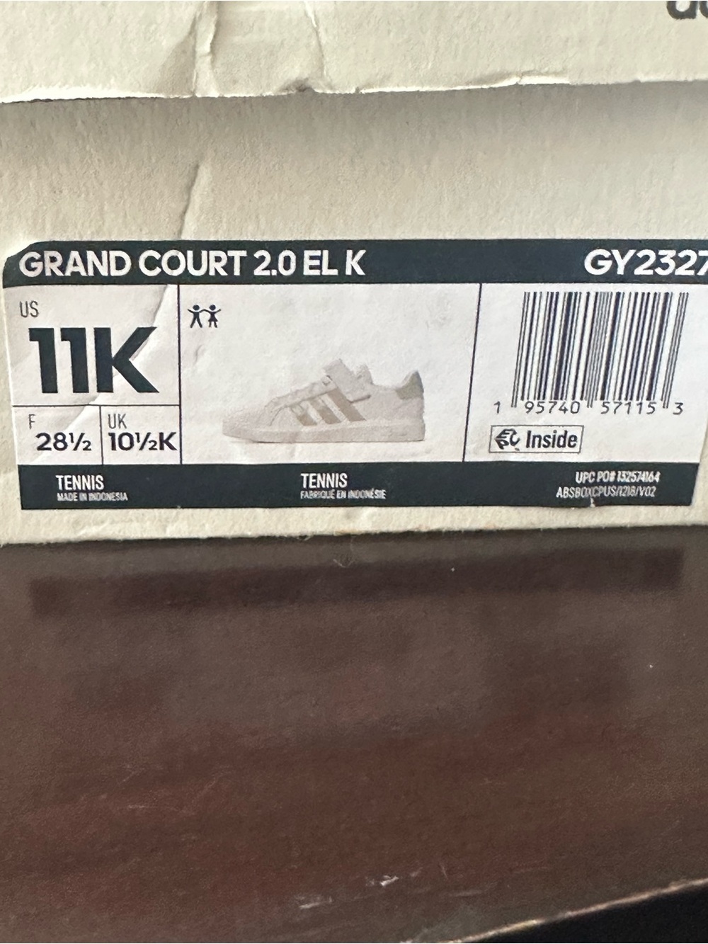 adidas Grand Court 2.0 EL K Kids White Sneakers